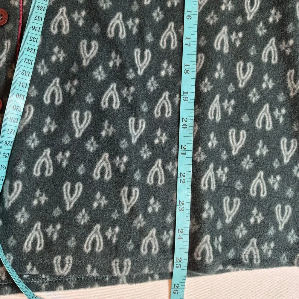 Lucky Brand Women's Wishbone Fleece Pajama Set Size 2X Green Button-Up